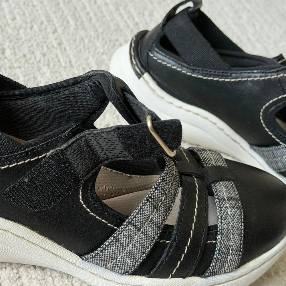 Clarks‎ Ultimate Comfort Black Leather Fisherman Sandals Sneakers Women 7 M